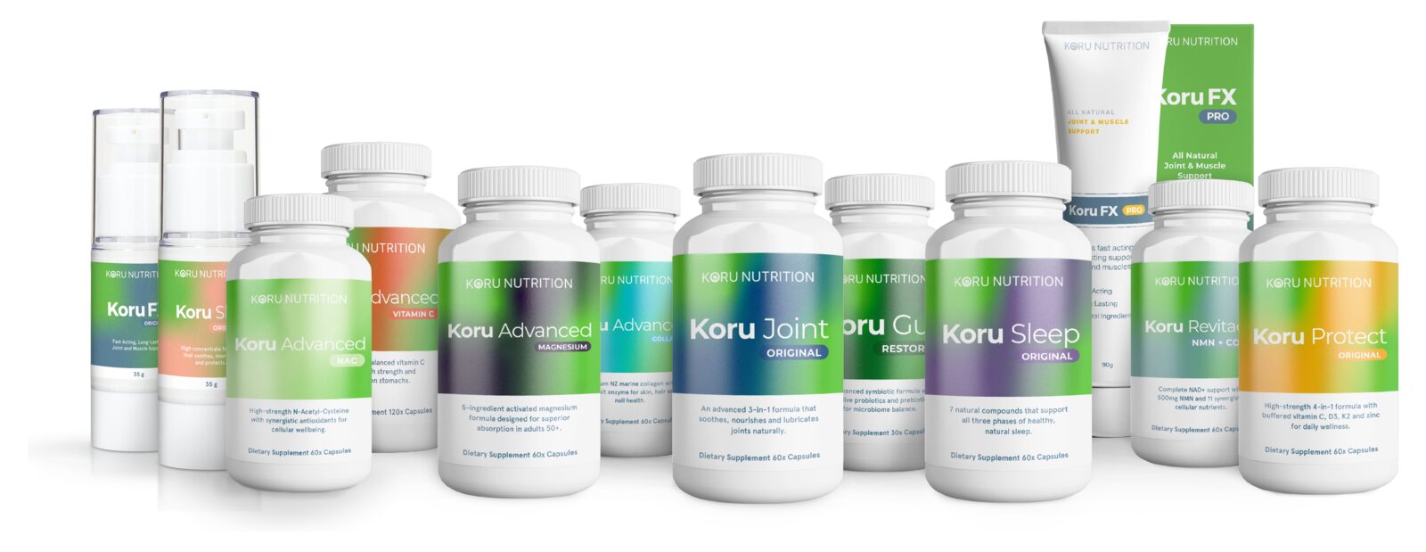 The Koru Nutrition range in its new look