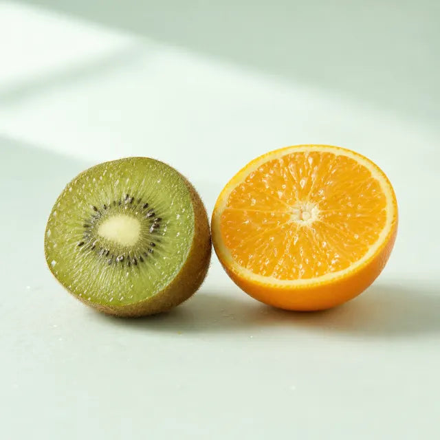 Kiwifruit and orange, sources of vitamin C